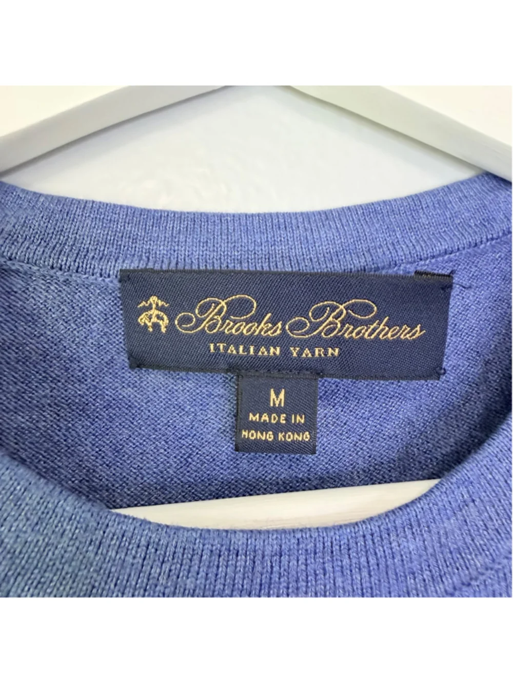 Brooks Brothers Italian Yarn Crewneck Silk Cotton Sweater Mens M Blue Colorblock